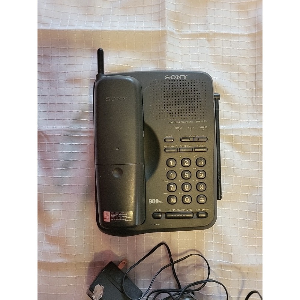 Sony SPP-935 Cordless Telephone 900MHz Speakerphone Intercom Gray Vintage Phone